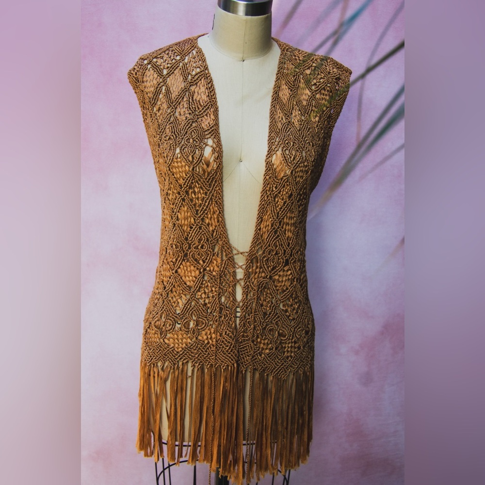 Woven Fringe Boho Vest